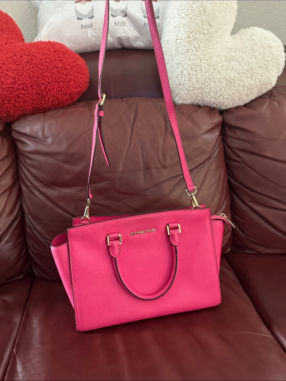 Michael Kors Hot Pink Saffiano Leather Satchel